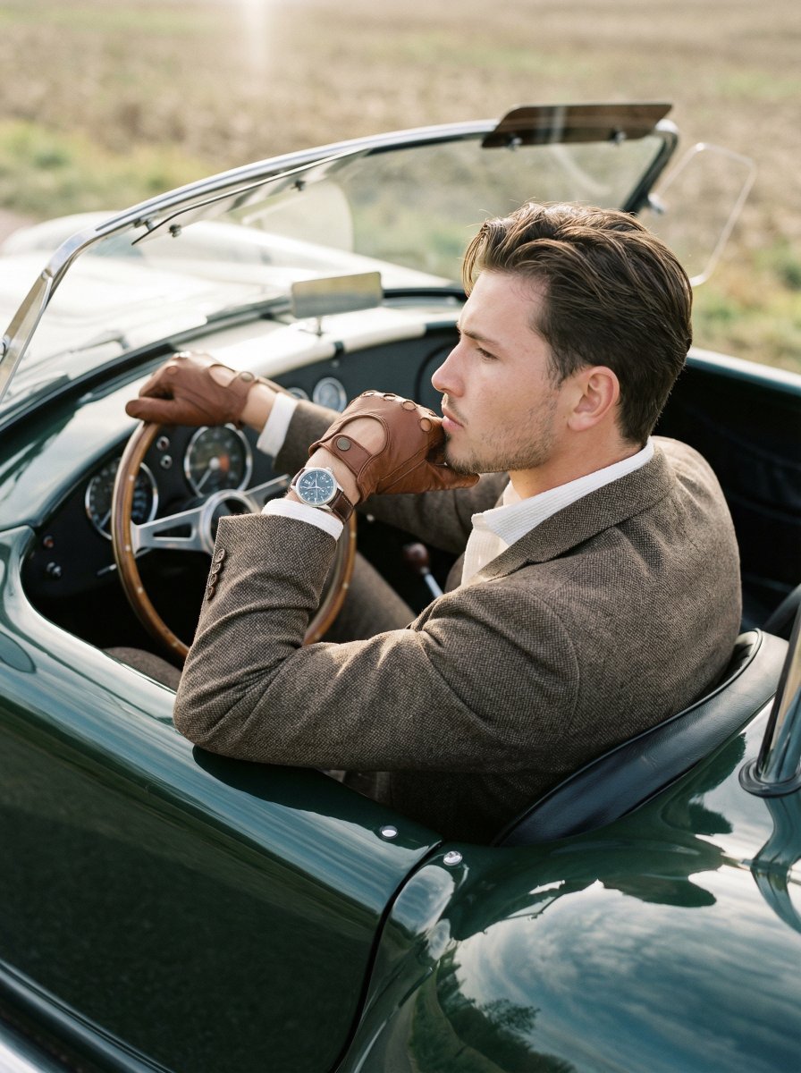 AI Classic Car Portrait: Vintage Driver Image