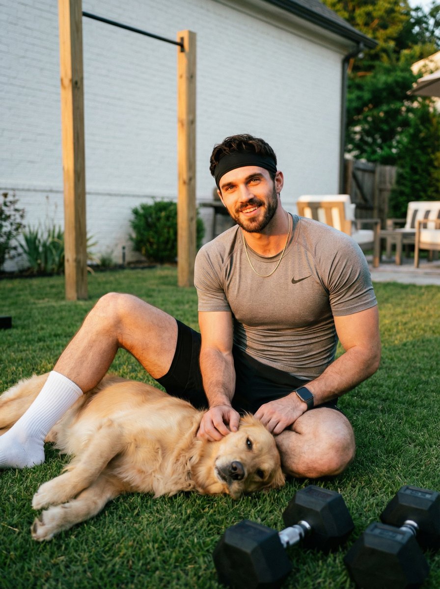 AI After Workout Portrait: Fitness & Dog Image