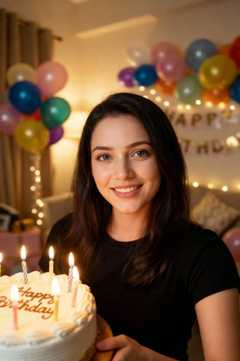 AI Birthday Selfie Party: Cozy Home Celebration