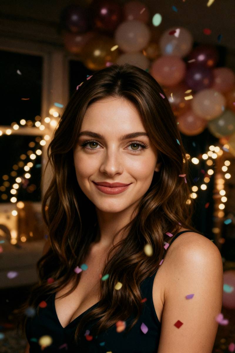 AI Confetti Pop Glam: Festive Party Portrait