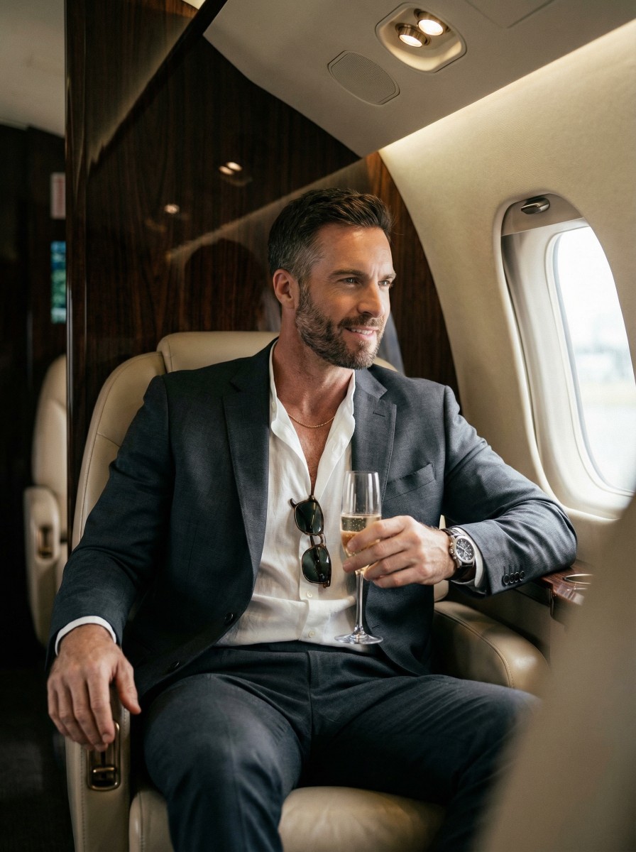 AI Private Jet Portrait: Billionaire Lifestyle Image