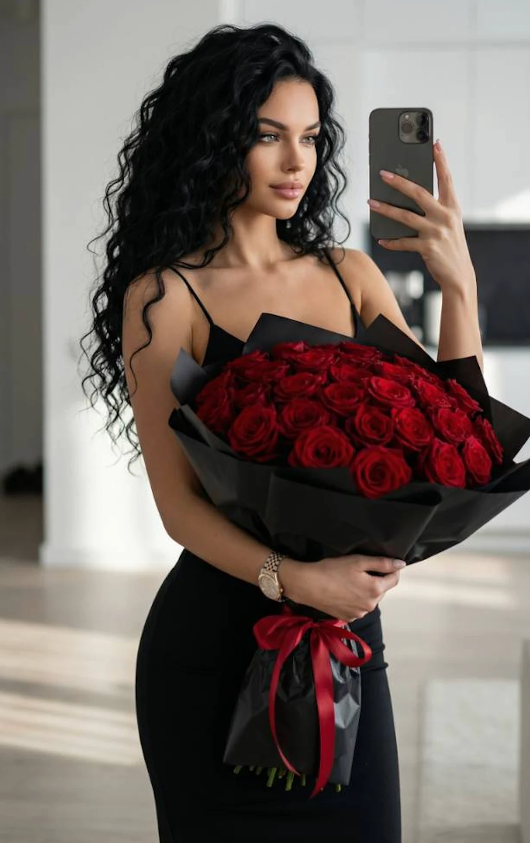 AI Rose Whisper Portrait: Romantic Floral Image