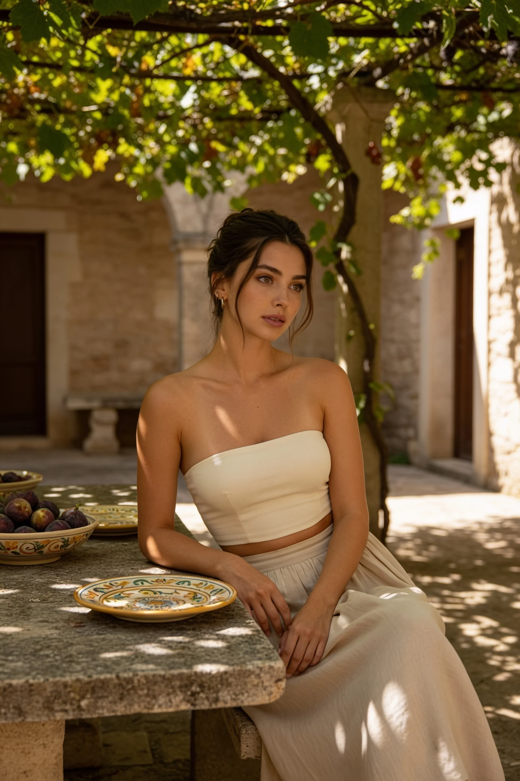 AI Under the Vines Portrait: Mediterranean Summer